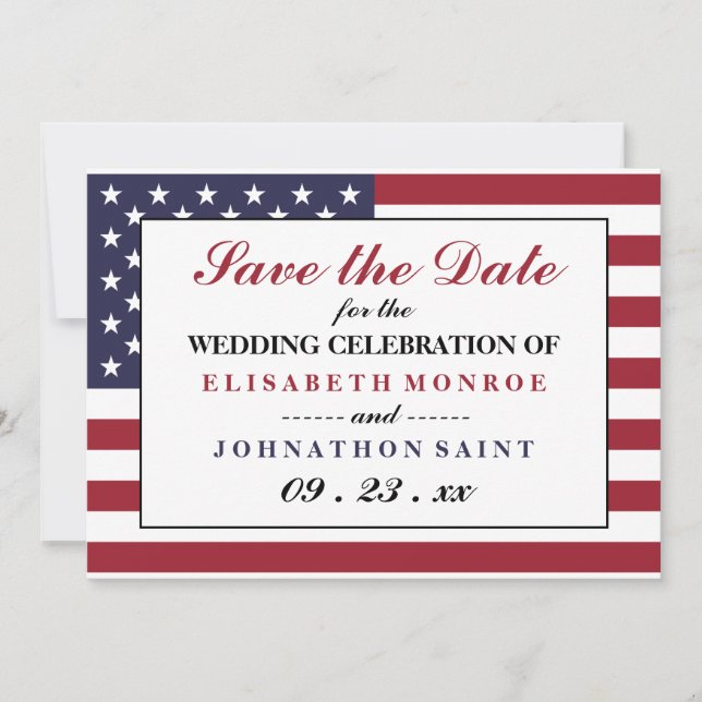 Save The Date Mariage du drapeau américain (Devant)