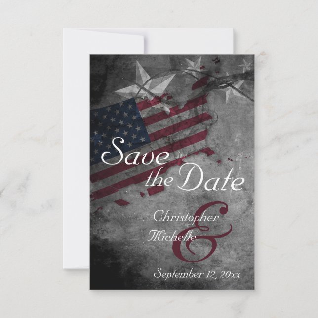 Save The Date Mariage du drapeau américain patriotique (Devant)