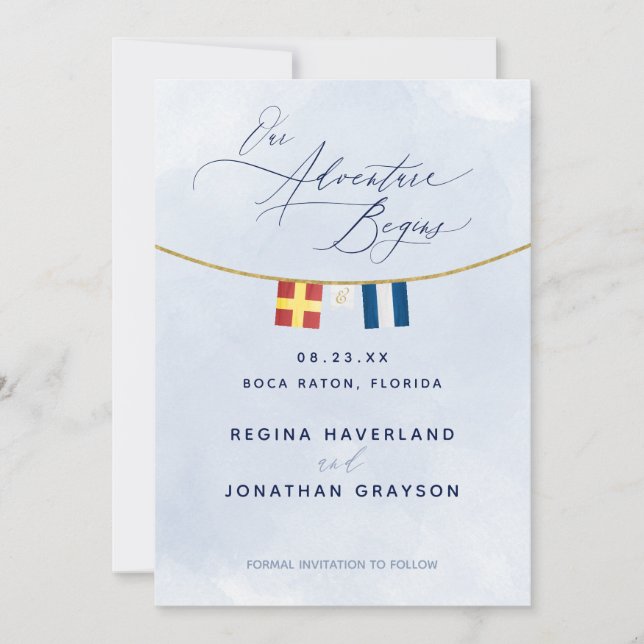 Save The Date Mariage du drapeau maritime nautique (Devant)