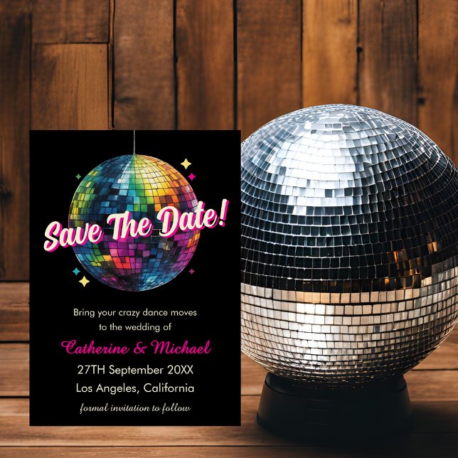 Save The Date Mariage du Party Disco Ball Sparkle Glam des année (Créateur téléchargé)