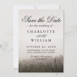 Save The Date Mariage du paysage bruyant de la forêt russe