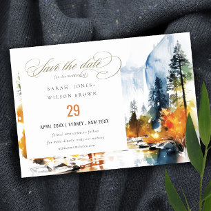 Save The Date Mariage du paysage hivernal de la rivière Mountain