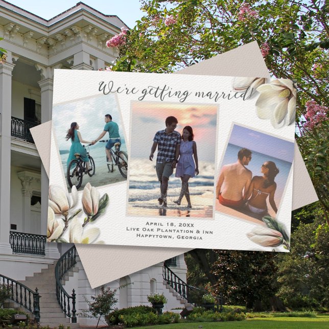 Save The Date Mariage du Sud Sauvez la date Fleurs Magnolia (Créateur téléchargé)