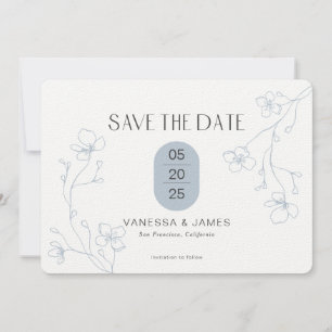 Save The Date Mariage d'un jardin floral bleu poussiéreux d'hive