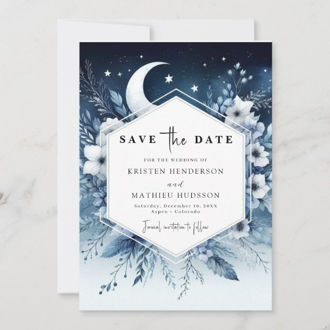 Save The Date Mariage Earthy Chic Moonlit (Devant)