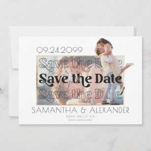 Save The Date Mariage Économique avec Collage de Photos et Typog
