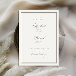 Save The Date Mariage Ecru Delicate Formal Classic