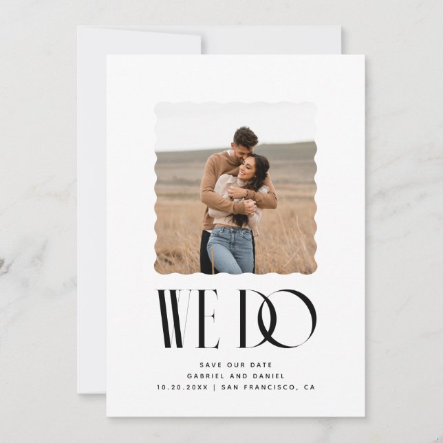 Save The Date Mariage éditorial moderne | Cadre photo ondulé ON  (Devant)