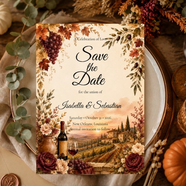 Save The Date Mariage Élégance de Vendange Rustique d'Automne (Créateur téléchargé)