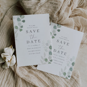 Save The Date Mariage Élégance Feuille verte