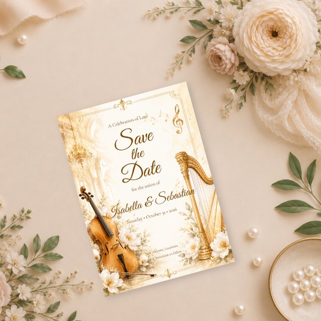 Save The Date Mariage Élégance Musicale Luxueuse (Créateur téléchargé)