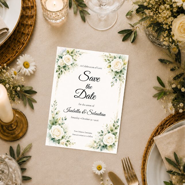Save The Date Mariage Élégance Rose d'Ivoire Intemporelle (Créateur téléchargé)
