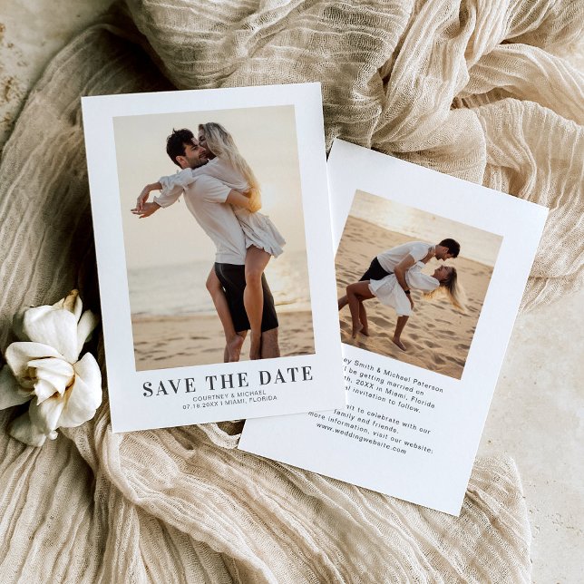 Save The Date Mariage Élégant 2 Photos (Créateur téléchargé)