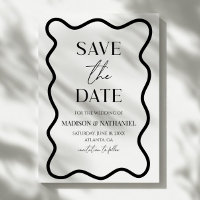 Mariage élégant à bordure ondulée noir et blanc
