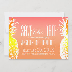 Save The Date Mariage élégant à l'ananas tropical Enregistrer la