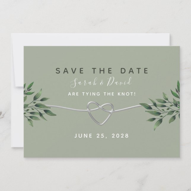 Save The Date Mariage Élégant à l'Aquarelle avec Verdure (Devant)
