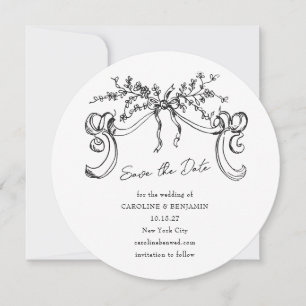 Save The Date Mariage Élégant à l'Arc Rétro Romantique