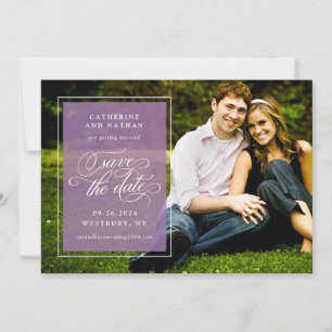 Save The Date Mariage Élégant à l'Écriture Classique Blanche et