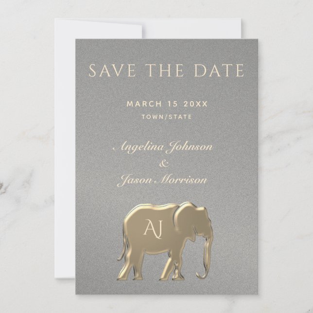 Save The Date Mariage élégant argent et or (Devant)
