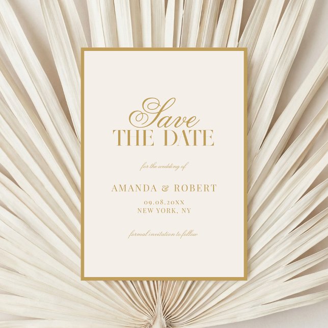 Save The Date Mariage Élégant Argent et Or à l'Ancienne (Créateur téléchargé)