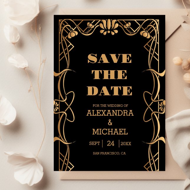Save The Date Mariage élégant Art nouveau (Créateur téléchargé)