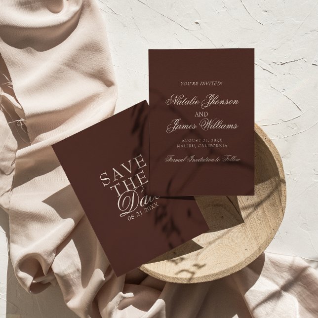 Save The Date Mariage élégant au chocolat marron (Créateur téléchargé)