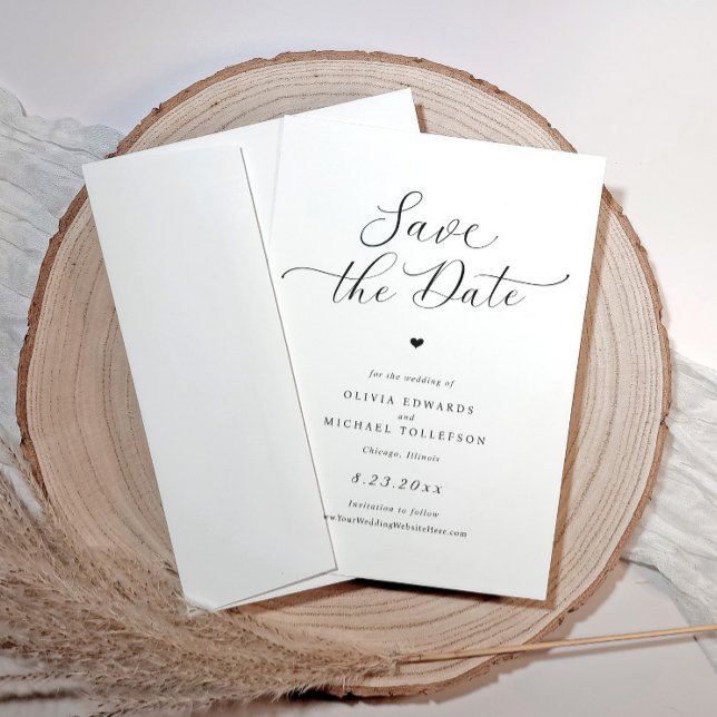 Save The Date Mariage élégant au coeur simple Enregistrer les ca (Simple Elegant Heart Save the Date Cards - Rustic and Classic Minimalist)