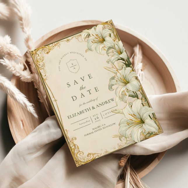 Save The Date Mariage Élégant au Lys Blanc (Créateur téléchargé)