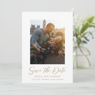 Save The Date Mariage élégant avec photo classique Gold
