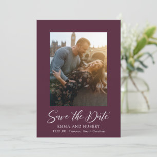 Save The Date Mariage élégant avec photo violet classique