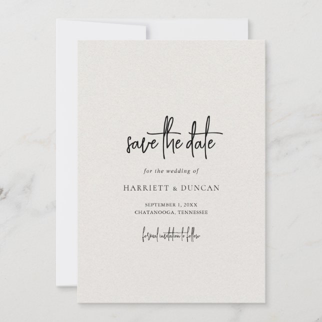 Save The Date Mariage Élégant Beige Intemporel (Devant)