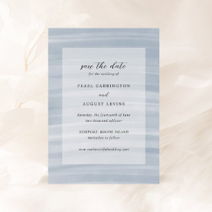 Save The Date Mariage Élégant Bleu Atténué Chic Côté Mer