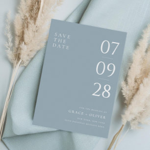 Save The Date Mariage élégant bleu Dusty moderne