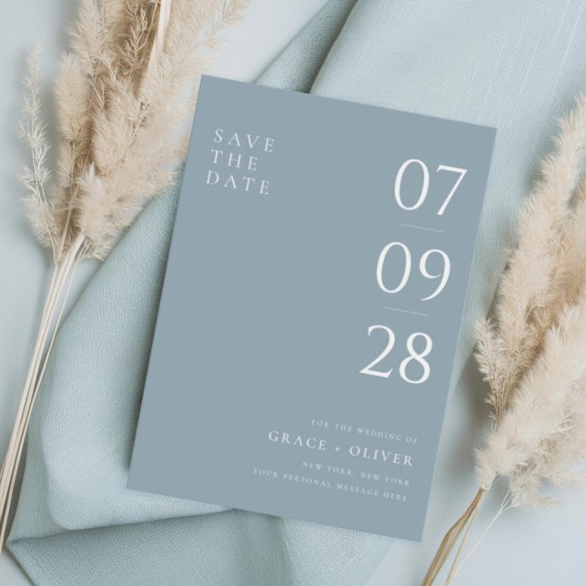 Save The Date Mariage élégant bleu Dusty moderne (Créateur téléchargé)