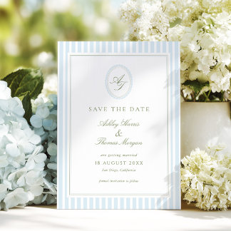 Save The Date Mariage élégant bleu et sauge