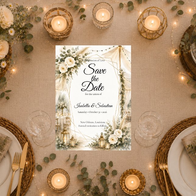 Save The Date Mariage Élégant Boho (Créateur téléchargé)