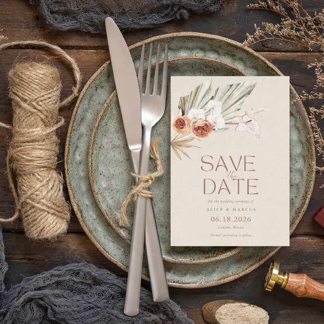 Save The Date Mariage Élégant Boho Floral Enregistrez La Date (Créateur téléchargé)