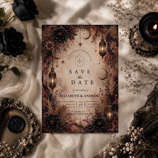 Save The Date Mariage élégant Boho Goth (Créateur téléchargé)