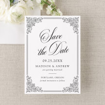 Mariage élégant cadre noir vintage orné