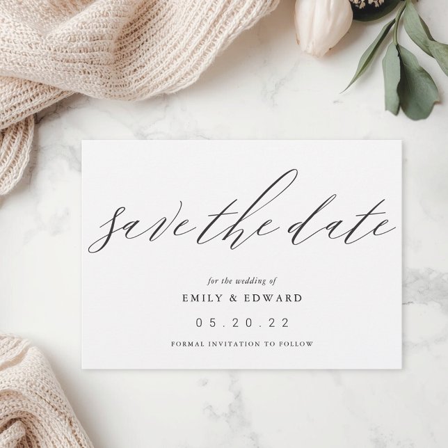 Save The Date Mariage Élégant Calligraphie Non-Photo (Créateur téléchargé)