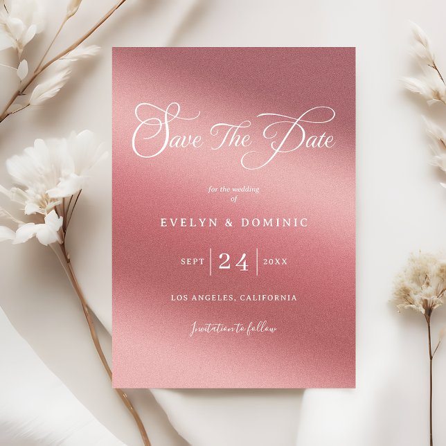 Save The Date Mariage Élégant Chic avec Dégradé de Rose Gold (Créateur téléchargé)