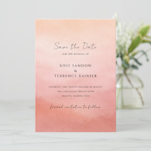 Save The Date Mariage Élégant Chic Moderne Corail Côté Mer