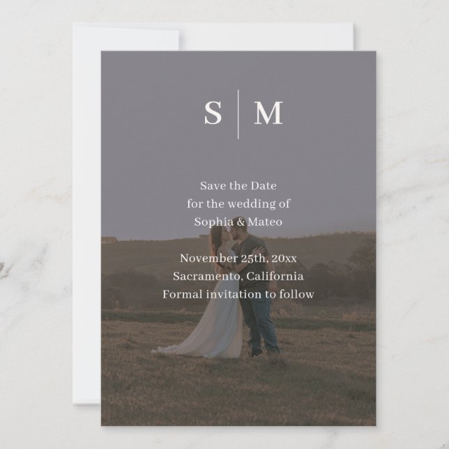 Save The Date Mariage Élégant Classique 6 Photos (Devant)