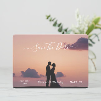 Save The Date Mariage Élégant Classique Calligraphié en Noir et 