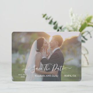Save The Date Mariage Élégant Classique Calligraphié Noir et Bla