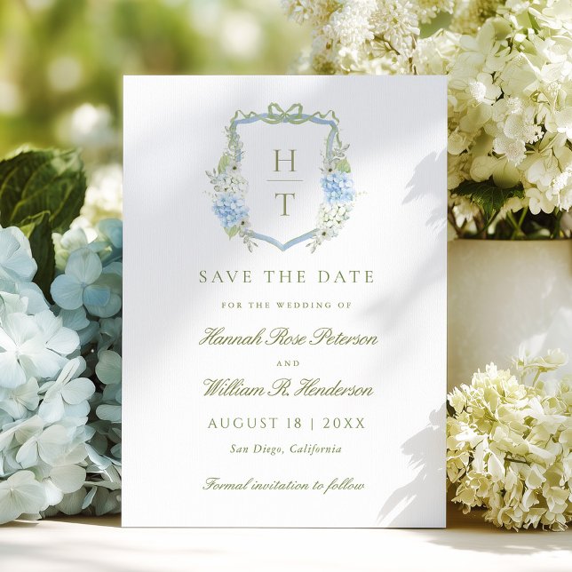 Save The Date Mariage Élégant Crête Hydrangea  (Créateur téléchargé)