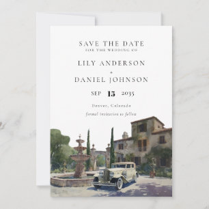 Save The Date Mariage Élégant dans un Domaine de Campagne de Vie