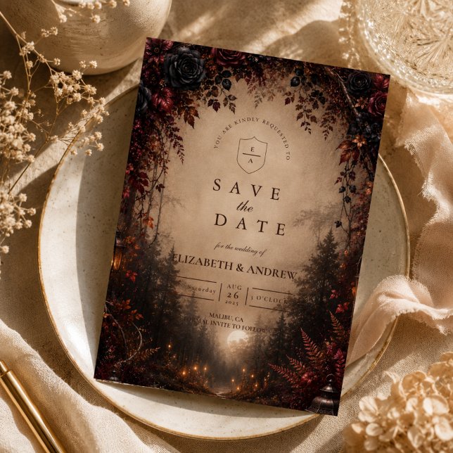 Save The Date Mariage Élégant d'Automne Sombre (Créateur téléchargé)