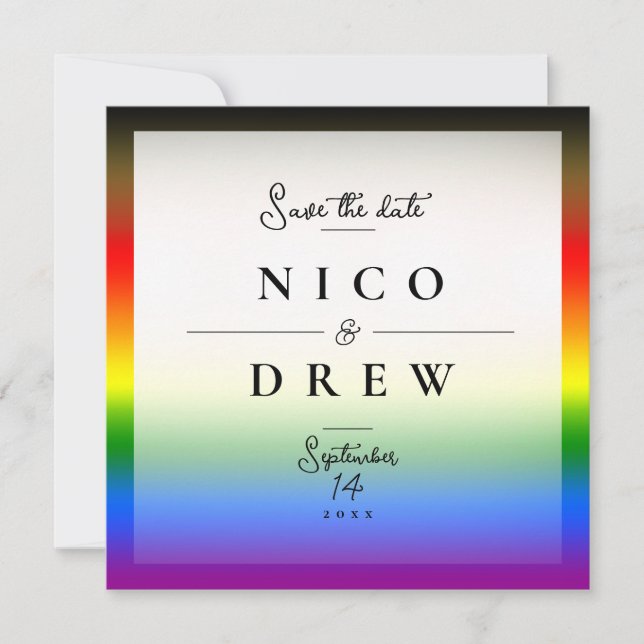 Save The Date Mariage élégant de fierté LGBTQ+ BIPOC  (Devant)