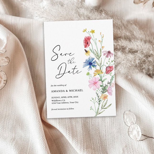 Save The Date Mariage Élégant de Fleurs Sauvages (Créateur téléchargé)